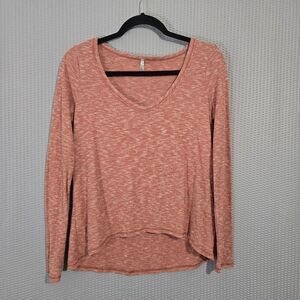 BKE Womens Red Heathered Long Sleeve Scoop Neck T-Shirt Size XS Casual Basic